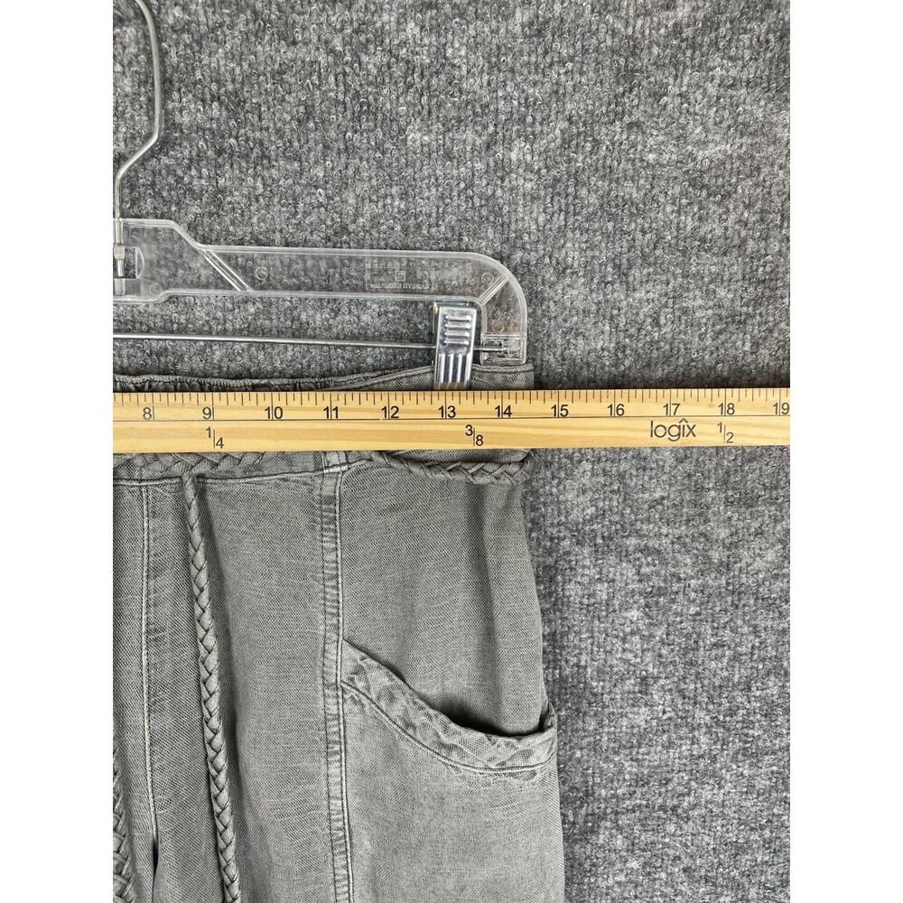 C&C California Linen Blend Casual Pants in Gray Pull-on Breaded Belt‎ - Picture 4 of 11